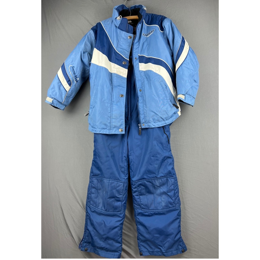 Vintage Choko Design Snowsuit Kids 14 Snow Mist Blue Colorblock Ski Jkt Bib Set